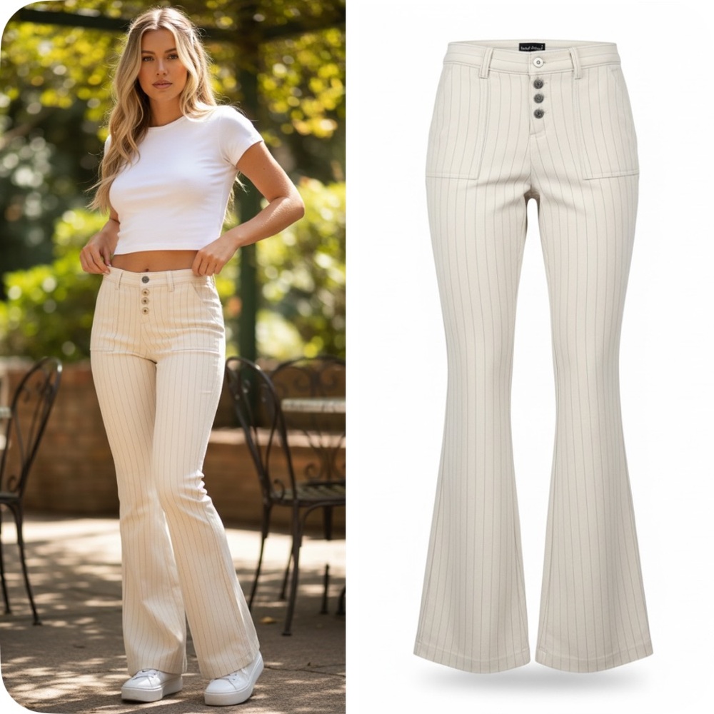 Wet Seal Y2K super Low Rise Pinstripe Bootcut vintage wide Leg Pants | (Sz. 24)
